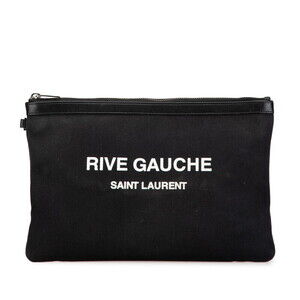 Saint Laurent Rive Gauche clutch bag black canvas leather